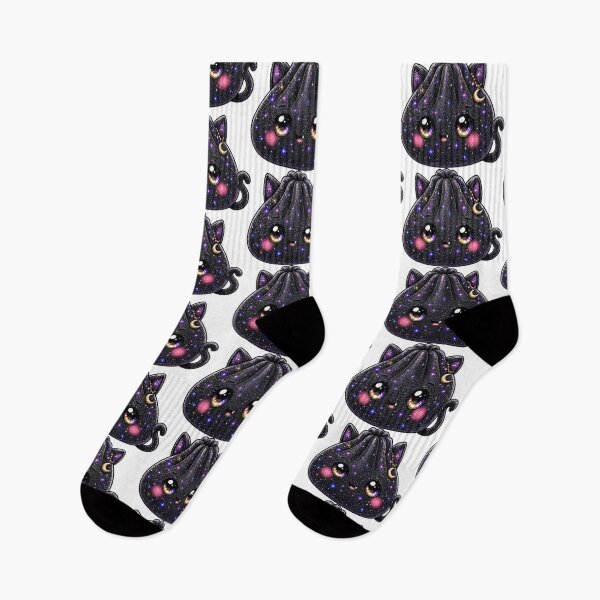 Item preview, Black Galaxy Cat Dumpling Squishy with Moon Kawaii Sparkle designed and sold by Uniquememorable.