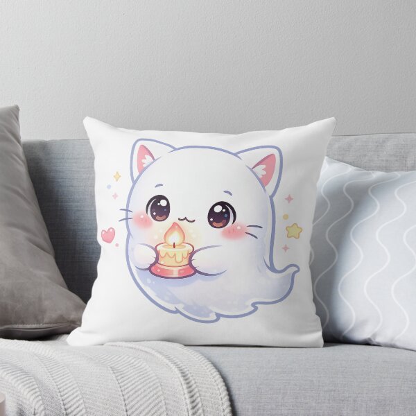 Item preview, Kawaii Pastel Candle Ghost Kitty designed and sold by Sommium .