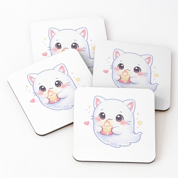 Item preview, Kawaii Pastel Candle Ghost Kitty designed and sold by Sommium .