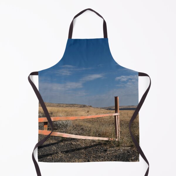 Item preview, Orange metal gate in foreground with fields and palouse in the distance designed and sold by lisavonbiela.