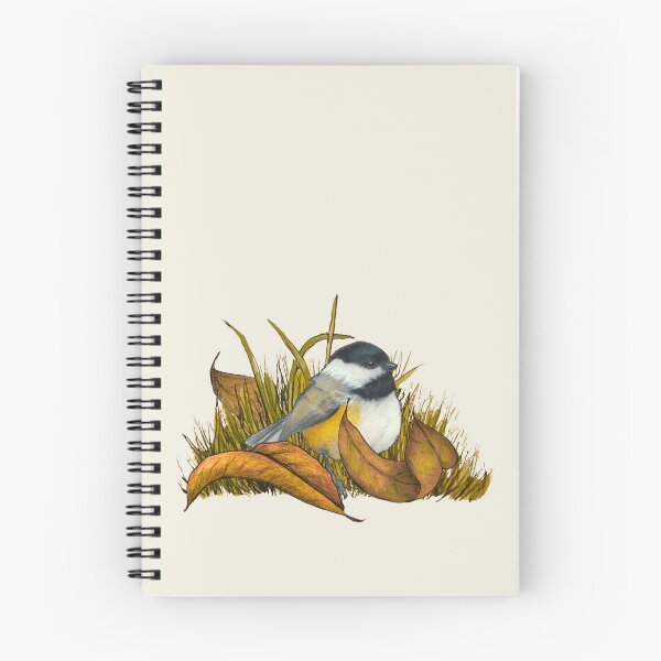 Item preview, Chickadee in Autumn, Leaves and Grass, Nature Illustration designed and sold by JoyfulWhimsy.
