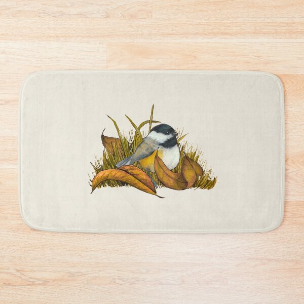Item preview, Chickadee in Autumn, Leaves and Grass, Nature Illustration designed and sold by JoyfulWhimsy.