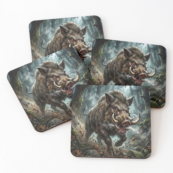 Item preview, Wild Boar in the Misty Forest - Wildlife Art designed and sold by Lucid Dream Pixel.