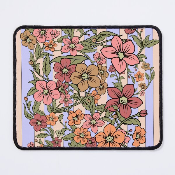 Item preview, Vertical Lines with Art Nouveau Flowers designed and sold by cbfineart.