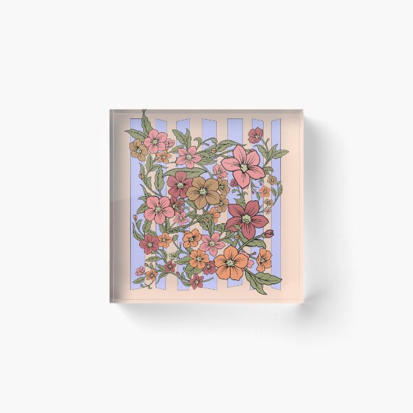 Item preview, Vertical Lines with Art Nouveau Flowers designed and sold by cbfineart.