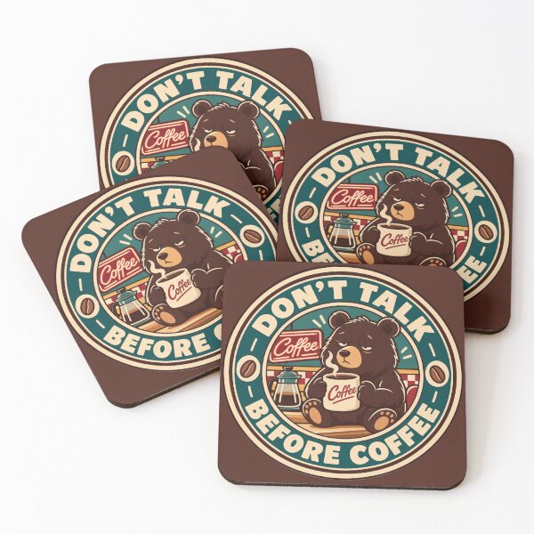 Item preview, Don't Talk Before Coffee | Sleepy Bear Vintage Coffee Lover Design designed and sold by IronySupply.