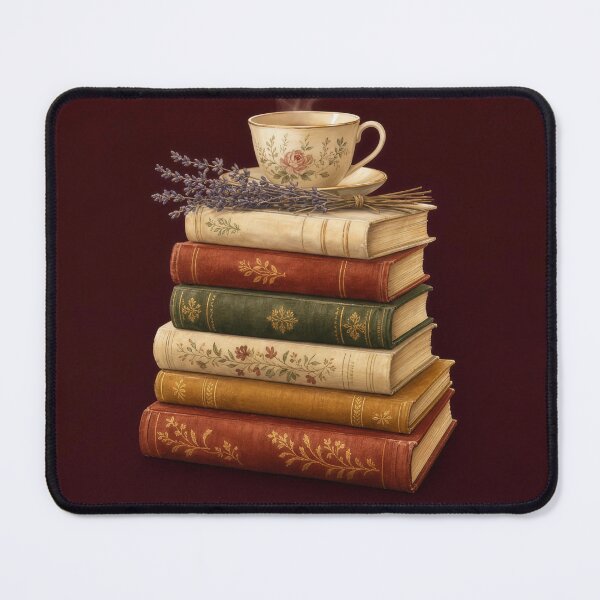 Item preview, Book Stack Cozy Book Lover Illustration | Bookish Wall Art designed and sold by FixationStudio.