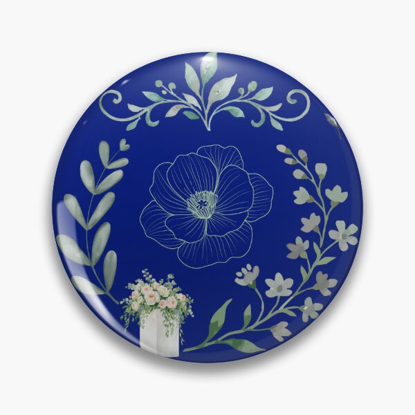 Item preview, Navy Blue Floral Line Art designed and sold by Azurart2.