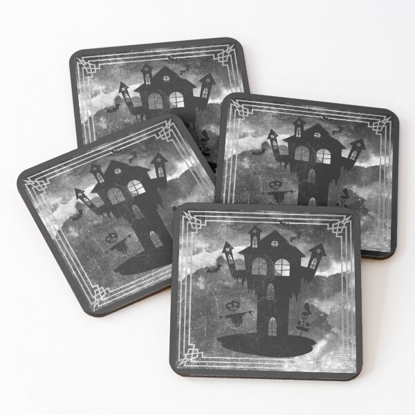 Item preview, Creepy Halloween Haunted House Scarecrow Bats Moonlit designed and sold by Ghoul Enterprises.