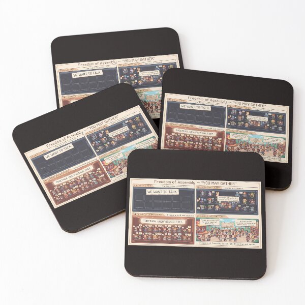 Item preview, Freedom of assembly – a four-panel pixel art comic about the right to assemble. designed and sold by Mianku | Für das Leben.