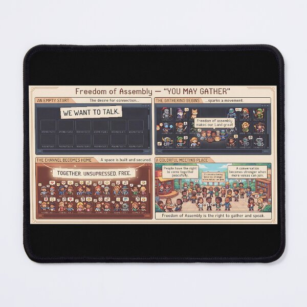 Item preview, Freedom of assembly – a four-panel pixel art comic about the right to assemble. designed and sold by Mianku | Für das Leben.