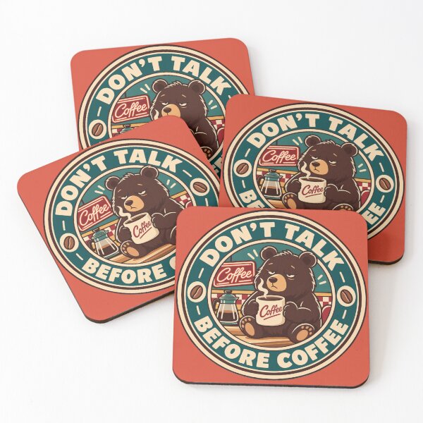 Item preview, Don't Talk Before Coffee | Sleepy Bear Vintage Coffee Lover Design designed and sold by IronySupply.