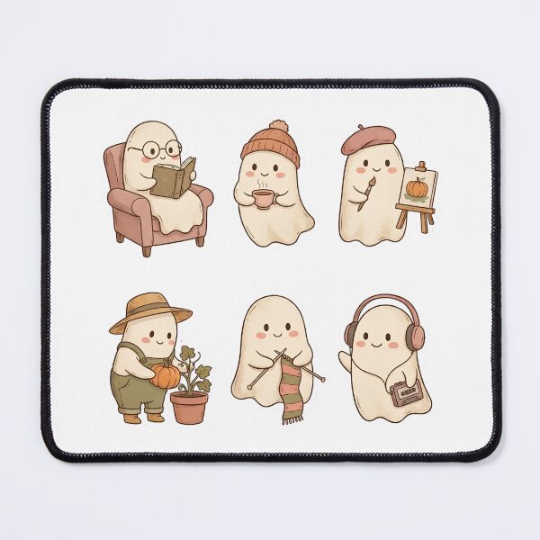Item preview, Cozy Autumn Ghost Sticker Pack – Reading, Painting, Knitting & Gardening designed and sold by abdelski.