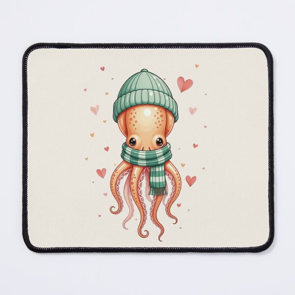 Item preview, Squid in Winter Hat and Plaid Scarf designed and sold by DariaCraft.