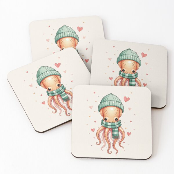 Item preview, Squid in Winter Hat and Plaid Scarf designed and sold by DariaCraft.