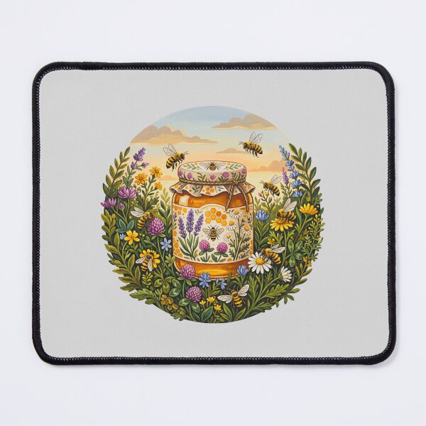 Item preview, Floral Honey Jar with Bees and Wildflowers designed and sold by hattie's.