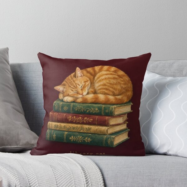 Item preview, Library Cat Cozy Book Lover Illustration | Bookish Wall Art designed and sold by FixationStudio.