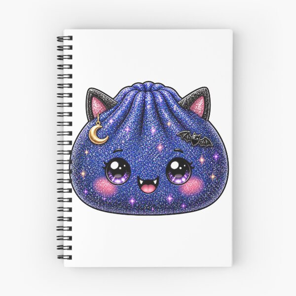 Item preview, Blue Sparkly Vampire Cat Dumpling Squishy with Fangs Bat and Moon designed and sold by Uniquememorable.