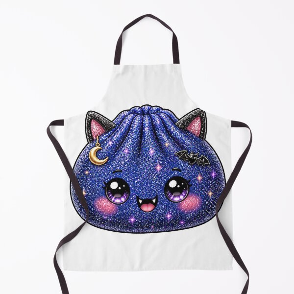 Item preview, Blue Sparkly Vampire Cat Dumpling Squishy with Fangs Bat and Moon designed and sold by Uniquememorable.