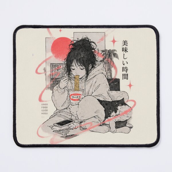 Item preview, Cozy Anime Girl Ramen Cat Art designed and sold by Bawwe.