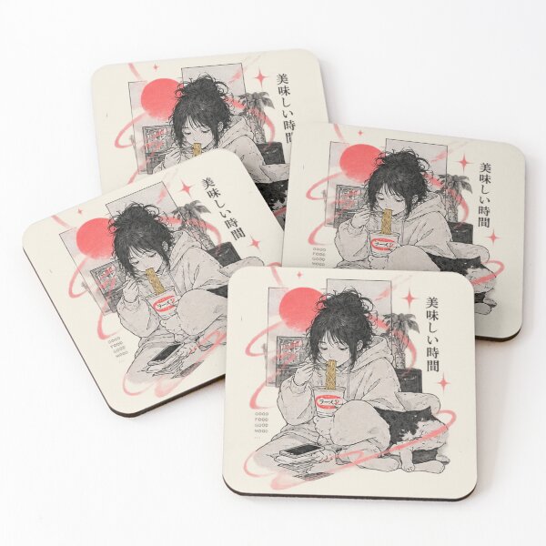 Item preview, Cozy Anime Girl Ramen Cat Art designed and sold by Bawwe.