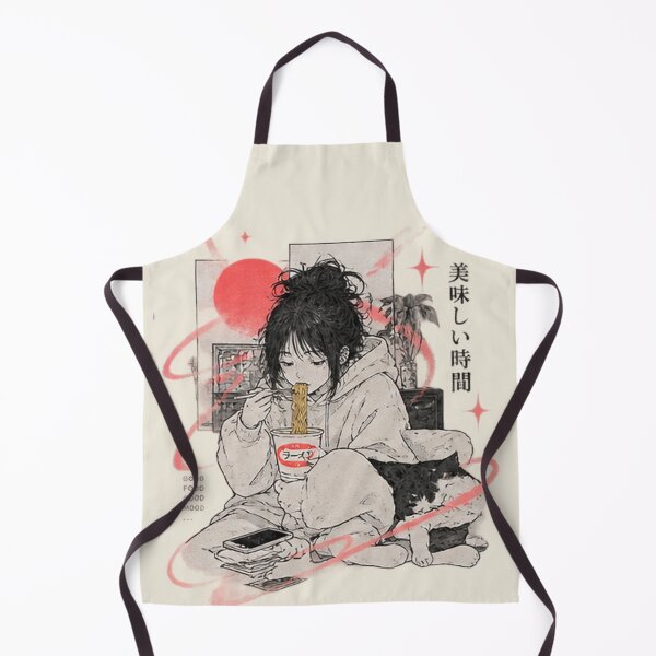 Item preview, Cozy Anime Girl Ramen Cat Art designed and sold by Bawwe.