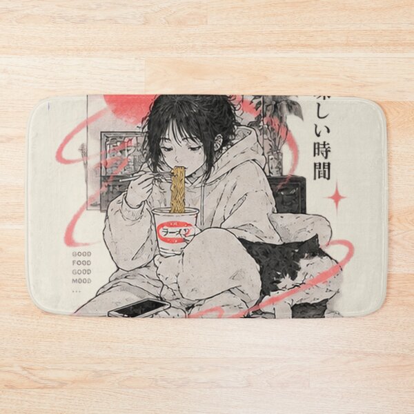 Item preview, Cozy Anime Girl Ramen Cat Art designed and sold by Bawwe.