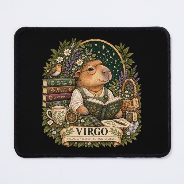 Item preview, Virgo Capybara – Cute Vintage Zodiac designed and sold by Scarlett-Goods.