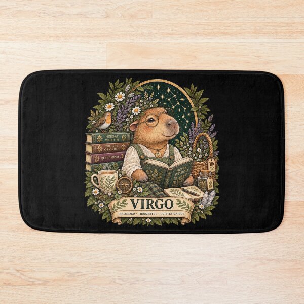 Item preview, Virgo Capybara – Cute Vintage Zodiac designed and sold by Scarlett-Goods.