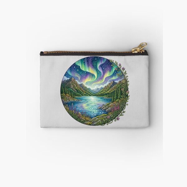 Item preview, Aurora Lake Mountain Landscape Illustration designed and sold by hattie's.