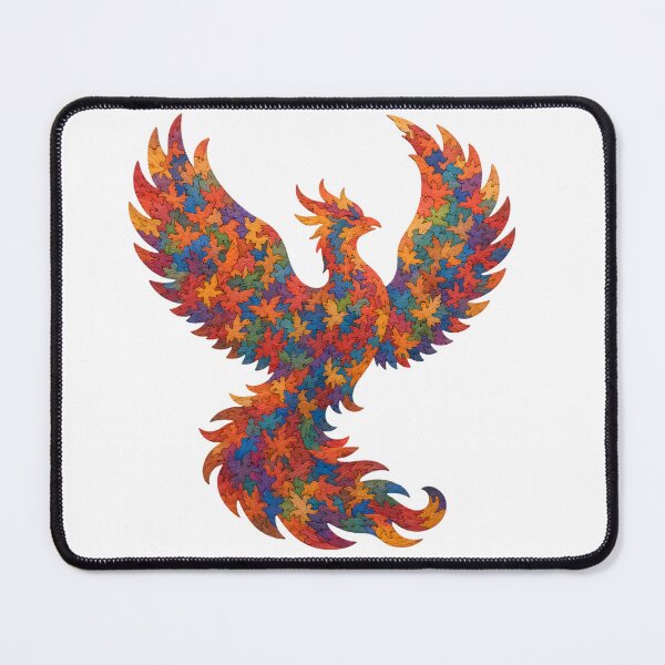 Item preview, Rising Phoenix Silhouette Wood Mosaic Art designed and sold by VisualVerseLab.