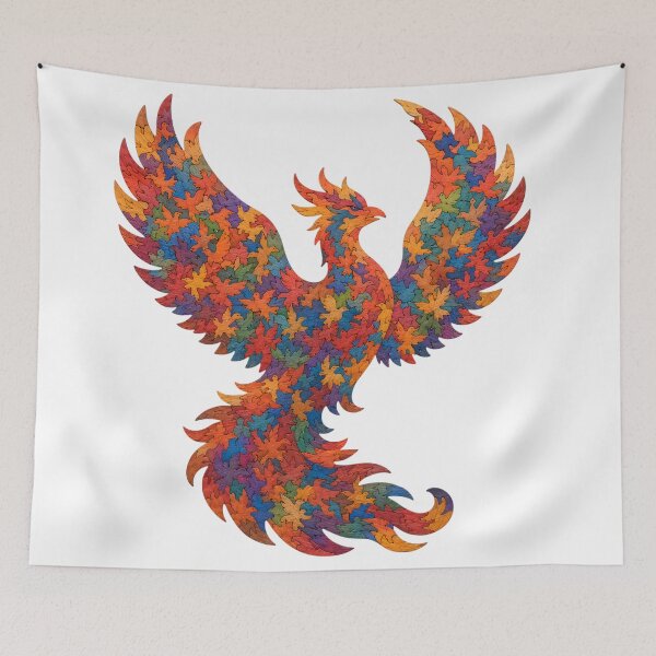 Item preview, Rising Phoenix Silhouette Wood Mosaic Art designed and sold by VisualVerseLab.