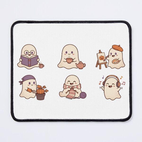 Item preview, Cozy Ghost Hobbies Sticker Pack – Reading, Tea, Painting, Gardening & Knitting designed and sold by abdelski.
