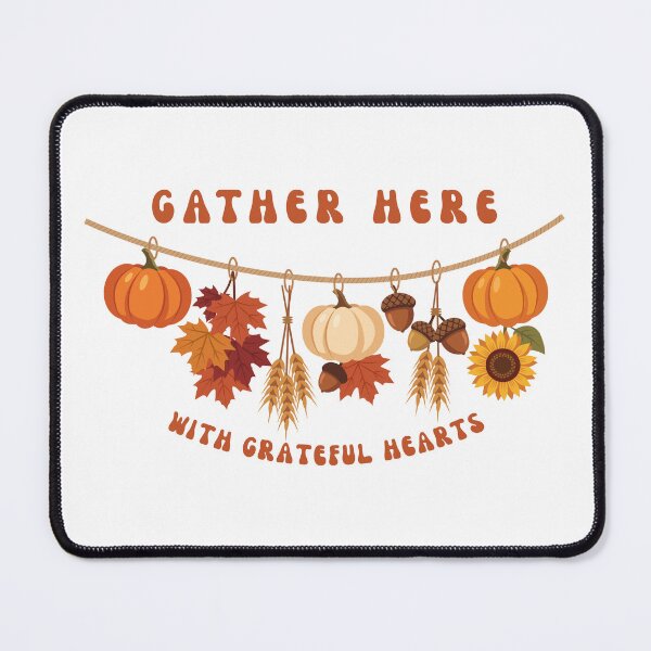 Item preview, Gather Here With Grateful Hearts Autumn Pumpkin Garland Thanksgiving Sticker Art designed and sold by wildsilencee.