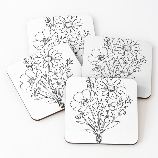 Item preview, Wildflower Bouquet Line Art – Floral Motif designed and sold by Pommes im Bett.