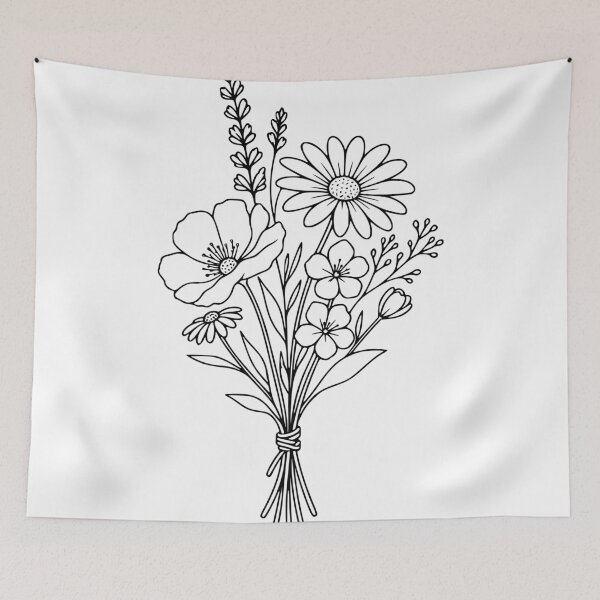 Item preview, Wildflower Bouquet Line Art – Floral Motif designed and sold by Pommes im Bett.