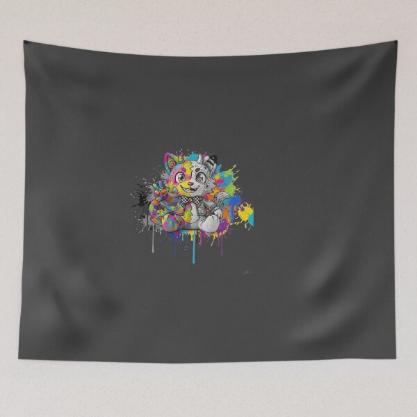 Item preview, Vibrant Colorful Split Fox Cat Paint Drip Graffiti designed and sold by Gianlu1215.