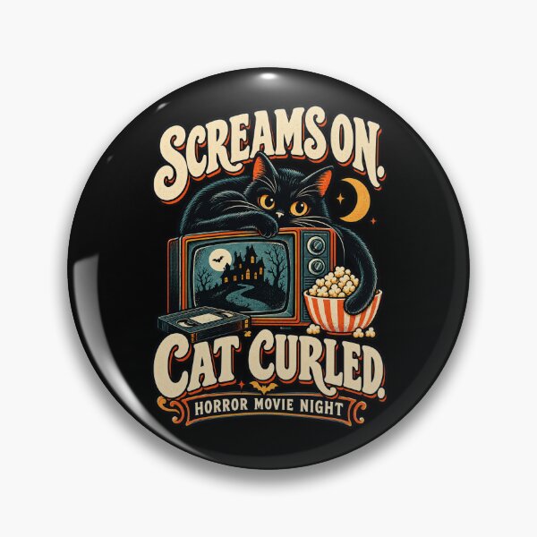Item preview, Screams On Cat Curled - Black Cat Horror Movie Night designed and sold by MOTIFOLK.