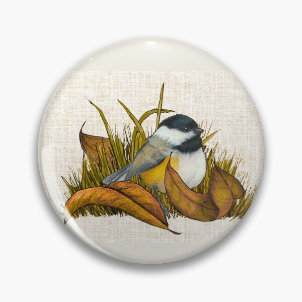 Item preview, Chickadee in Autumn, Leaves and Grass, Nature Illustration designed and sold by JoyfulWhimsy.