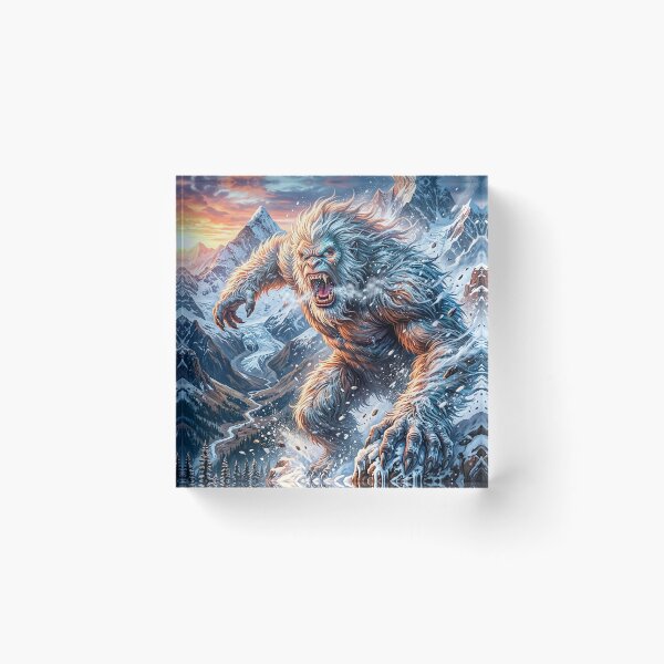 Item preview, Yeti Charging Through the Snow - Cryptid Art designed and sold by Lucid Dream Pixel.