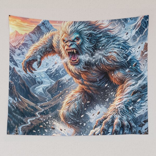 Item preview, Yeti Charging Through the Snow - Cryptid Art designed and sold by Lucid Dream Pixel.