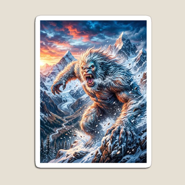 Item preview, Yeti Charging Through the Snow - Cryptid Art designed and sold by Lucid Dream Pixel.