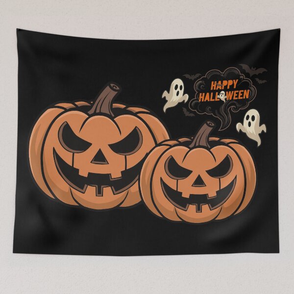 Item preview, Happy Halloween Pumpkin with Ghosts and Bats designed and sold by Vector Woofs.