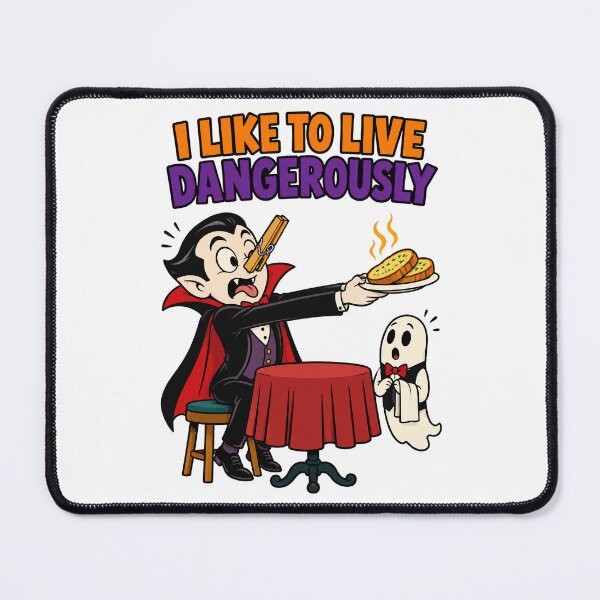 Item preview, I Like to Live Dangerously Funny Vampire Halloween Food Design. designed and sold by The-T-In-Retro.
