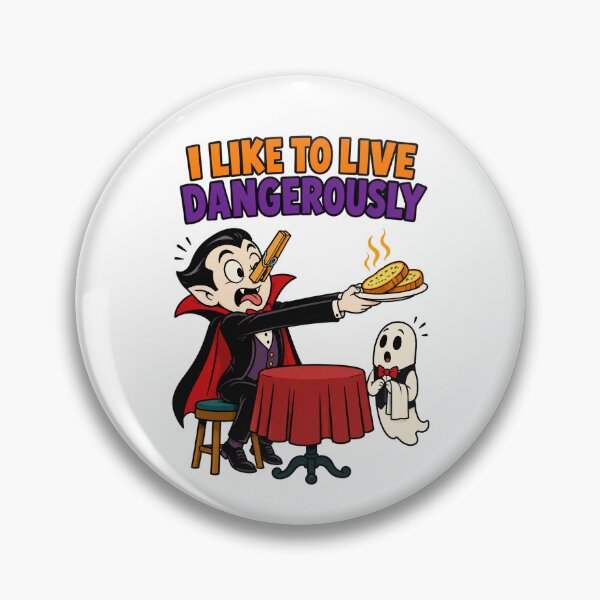 Item preview, I Like to Live Dangerously Funny Vampire Halloween Food Design. designed and sold by The-T-In-Retro.