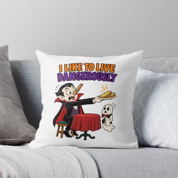 Item preview, I Like to Live Dangerously Funny Vampire Halloween Food Design. designed and sold by The-T-In-Retro.