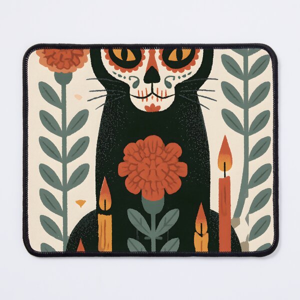 Item preview, Boho Sugar Skull Cat and Candles designed and sold by Purrista Studio.