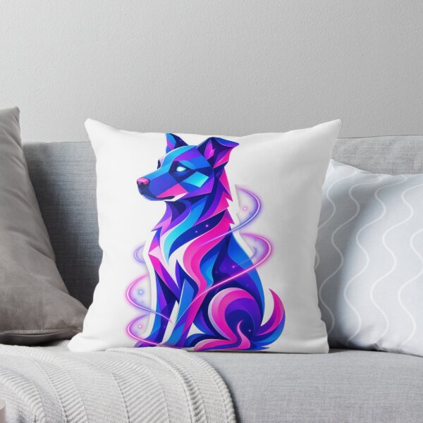 Item preview, Neon Cosmic Wolf Geometric Fantasy Spirit designed and sold by ExploreAura Studio.