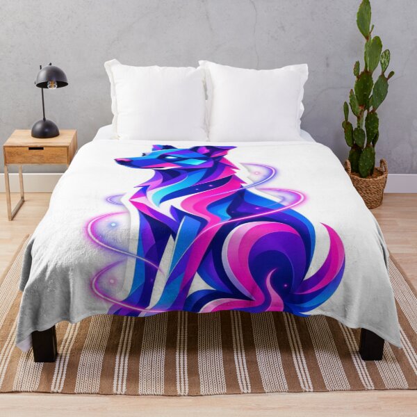 Item preview, Neon Cosmic Wolf Geometric Fantasy Spirit designed and sold by ExploreAura Studio.