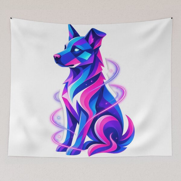 Item preview, Neon Cosmic Wolf Geometric Fantasy Spirit designed and sold by ExploreAura Studio.